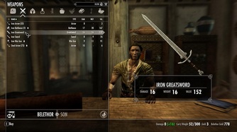 Buying and Selling in Skyrim at Belethors